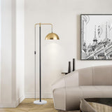 Otto Contemporary Arched Floor Lamp with Metal Shade and Marble Base for Modern Living Rooms