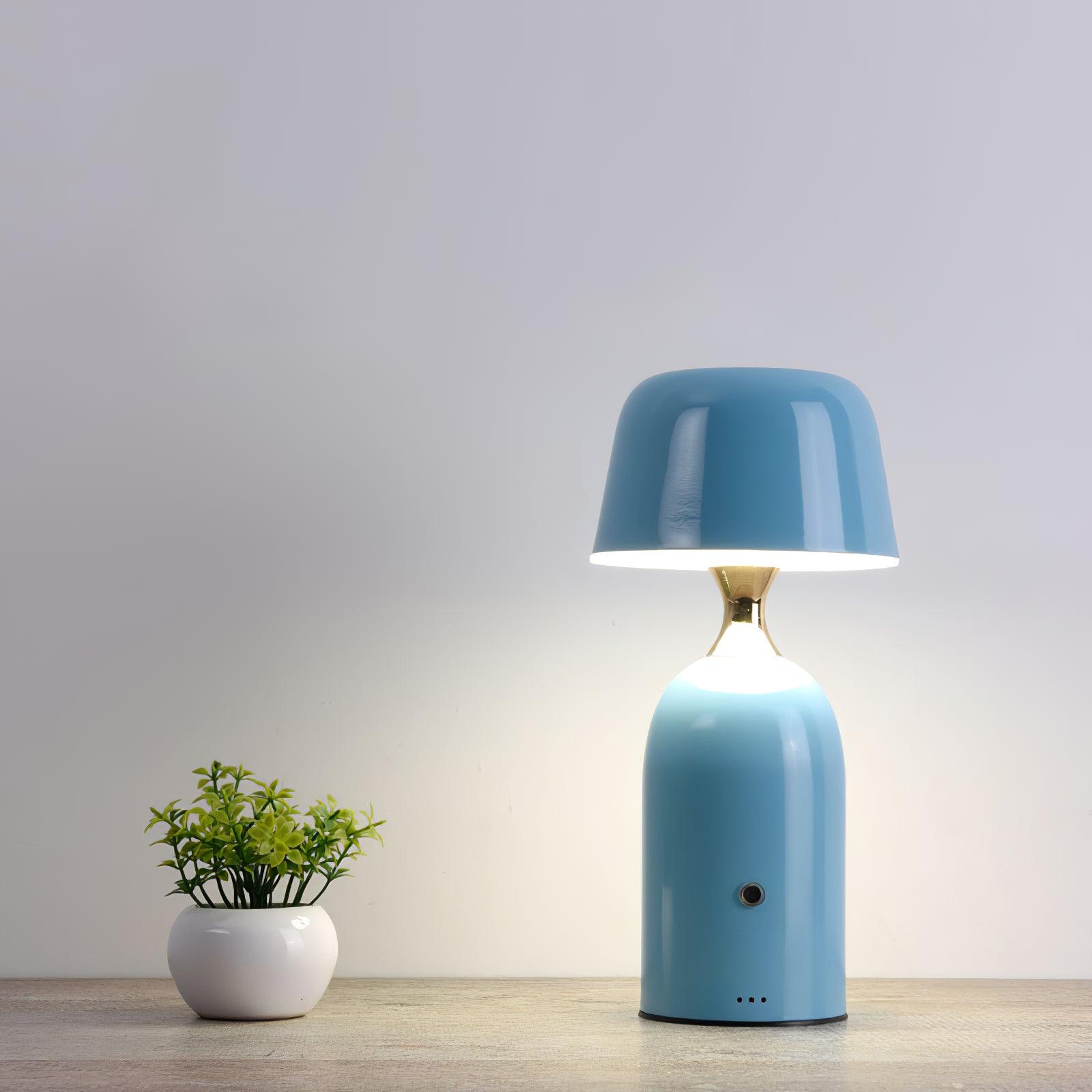 Retro Mushroom LED Table Lamp with Rechargeable Battery Portable Metal Desk Light