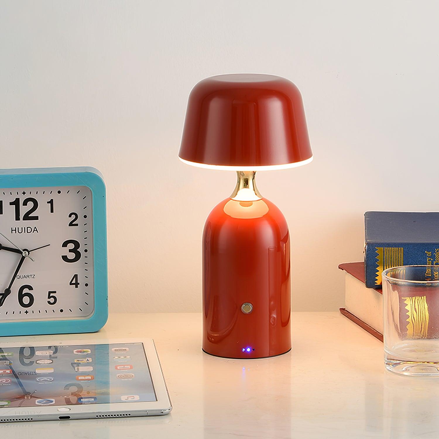 Retro Mushroom LED Table Lamp with Rechargeable Battery Portable Metal Desk Light