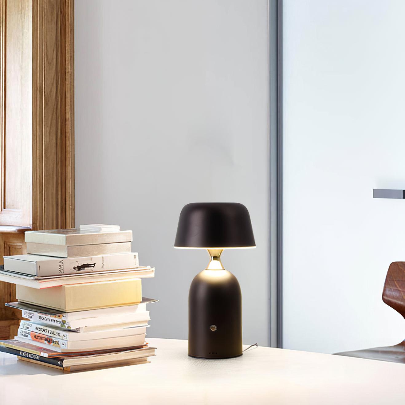 Retro Mushroom LED Table Lamp with Rechargeable Battery Portable Metal Desk Light