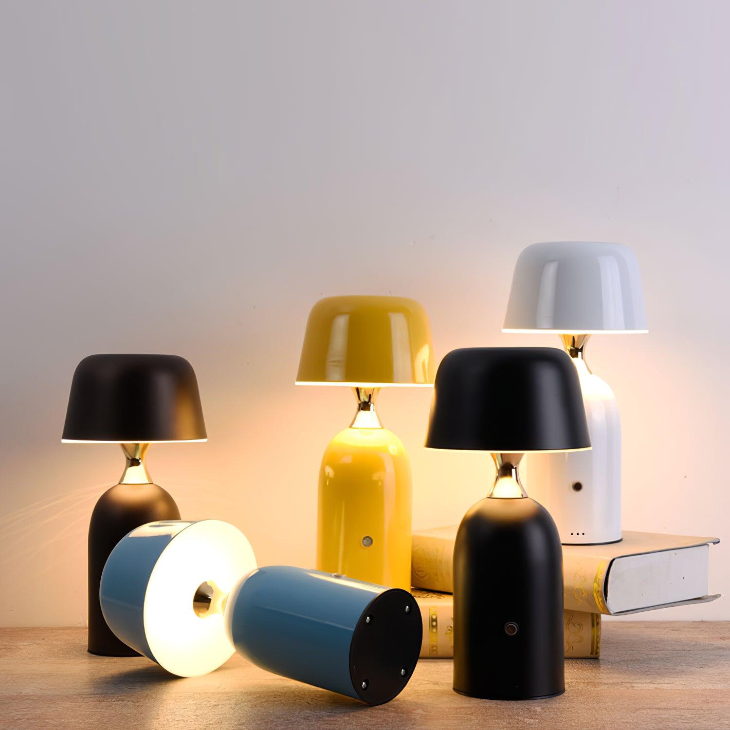 Retro Mushroom LED Table Lamp with Rechargeable Battery Portable Metal Desk Light