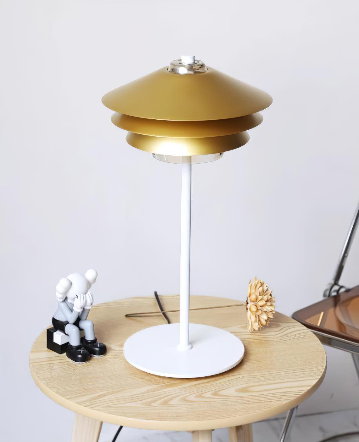 Modern Blown Glass Overlay Table Lamp with Detachable Conical Reflectors and Metal Base