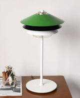 Modern Blown Glass Overlay Table Lamp with Detachable Conical Reflectors and Metal Base