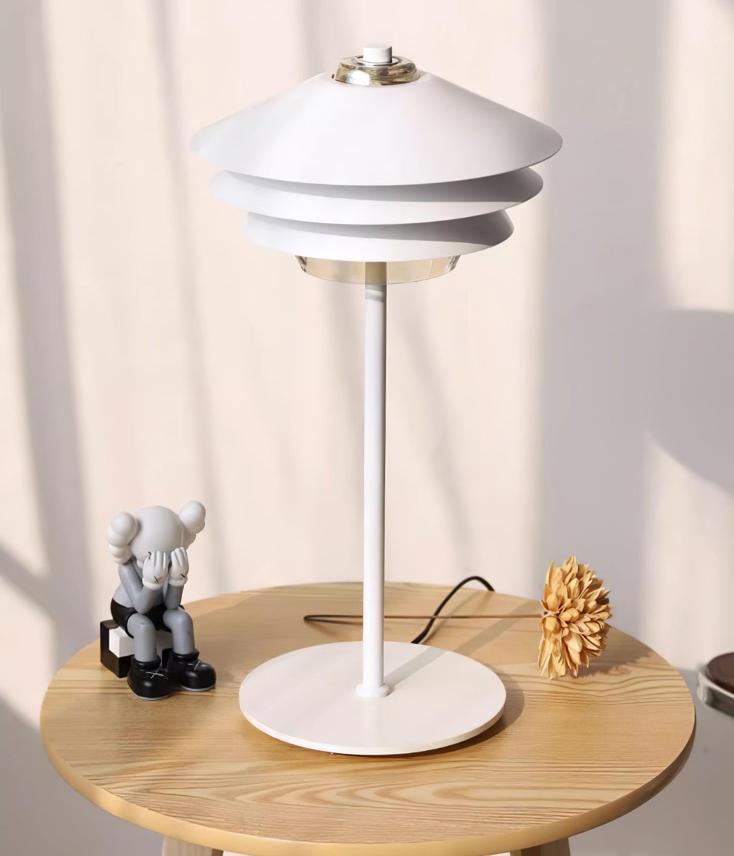 Modern Blown Glass Overlay Table Lamp with Detachable Conical Reflectors and Metal Base