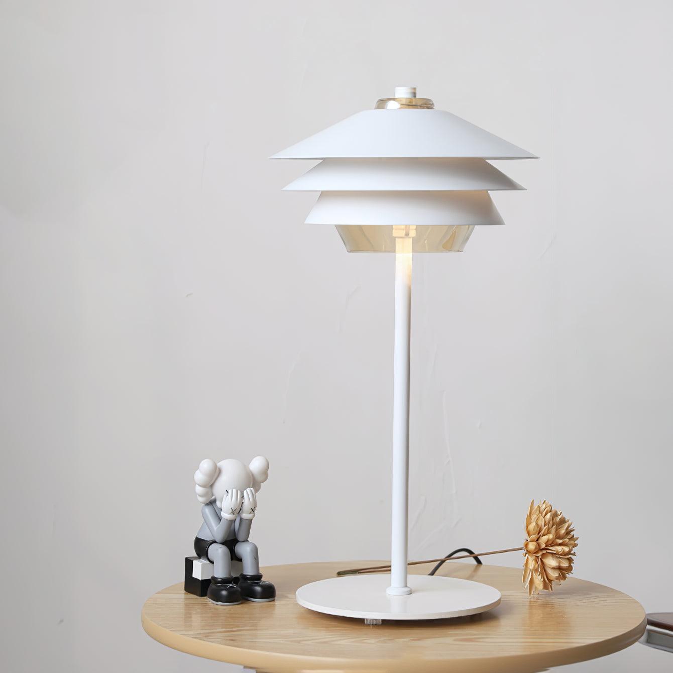Modern Blown Glass Overlay Table Lamp with Detachable Conical Reflectors and Metal Base