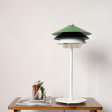 Modern Blown Glass Overlay Table Lamp with Detachable Conical Reflectors and Metal Base