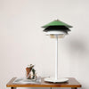 Modern Blown Glass Overlay Table Lamp with Detachable Conical Reflectors and Metal Base