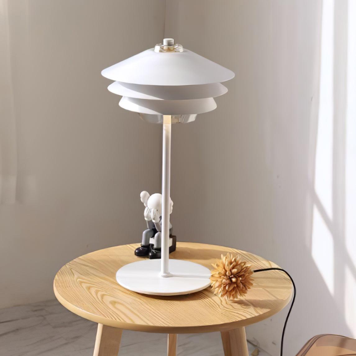 Modern Blown Glass Overlay Table Lamp with Detachable Conical Reflectors and Metal Base
