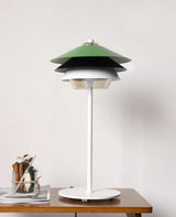 Modern Blown Glass Overlay Table Lamp with Detachable Conical Reflectors and Metal Base