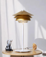 Modern Blown Glass Overlay Table Lamp with Detachable Conical Reflectors and Metal Base