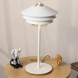 Modern Blown Glass Overlay Table Lamp with Detachable Conical Reflectors and Metal Base