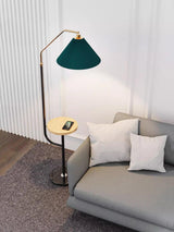 Modern Metal and Marble Standing Floor Lamp with Integrated Side Tray Table