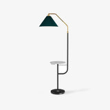 Modern Metal and Marble Standing Floor Lamp with Integrated Side Tray Table