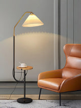 Modern Metal and Marble Standing Floor Lamp with Integrated Side Tray Table