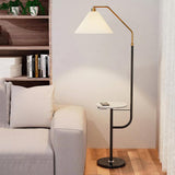 Modern Metal and Marble Standing Floor Lamp with Integrated Side Tray Table