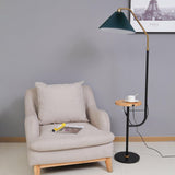 Modern Metal and Marble Standing Floor Lamp with Integrated Side Tray Table