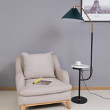Modern Metal and Marble Standing Floor Lamp with Integrated Side Tray Table