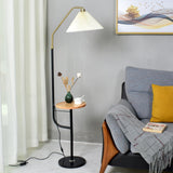 Modern Metal and Marble Standing Floor Lamp with Integrated Side Tray Table