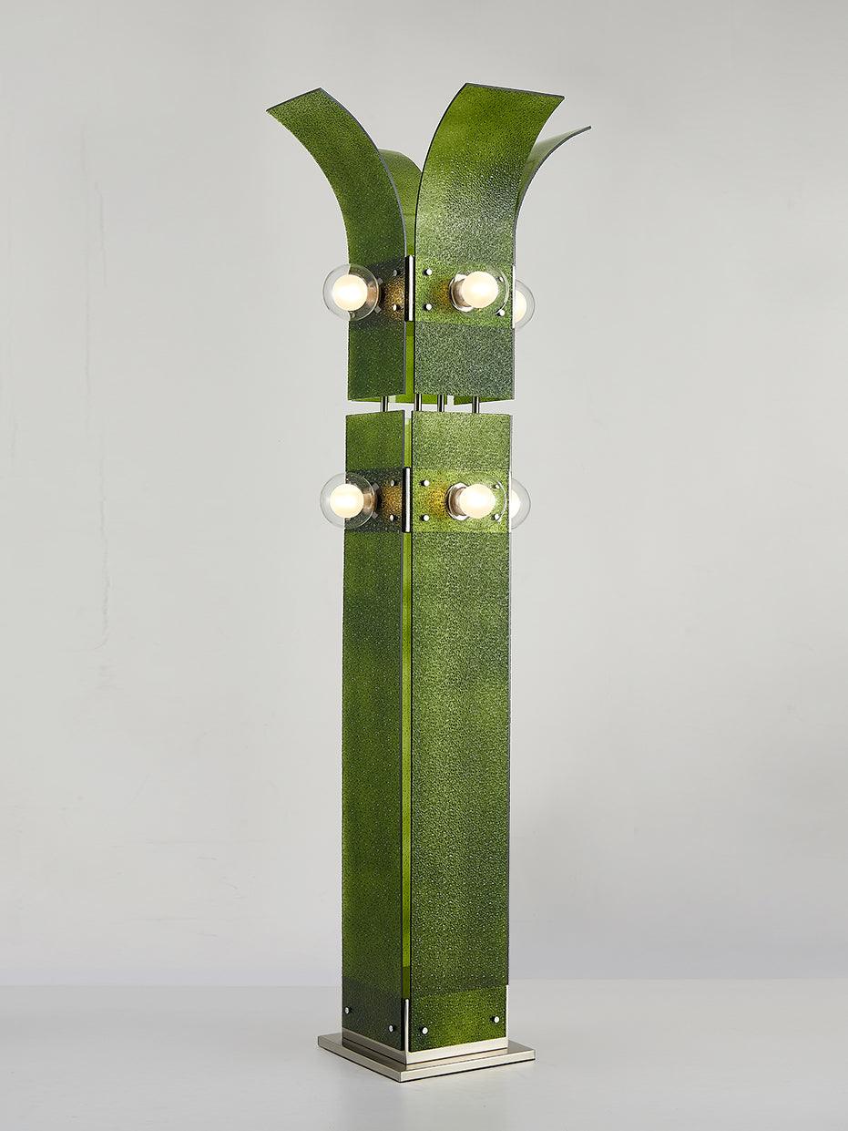 Modern Palm Tree Torchiere Floor Lamp with Acrylic Leaves for Living Room