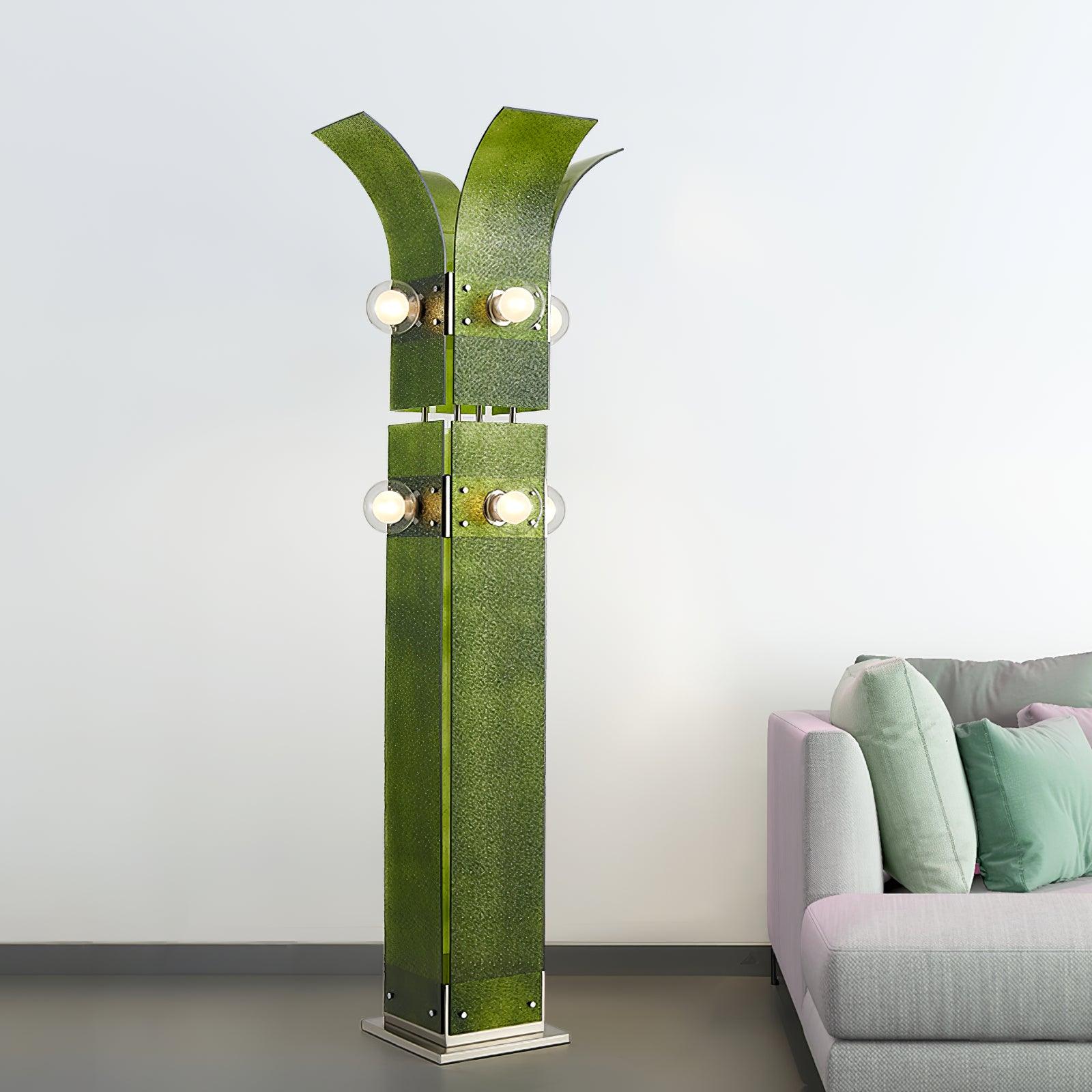 Modern Palm Tree Torchiere Floor Lamp with Acrylic Leaves for Living Room
