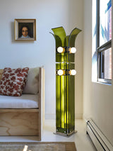 Modern Palm Tree Torchiere Floor Lamp with Acrylic Leaves for Living Room