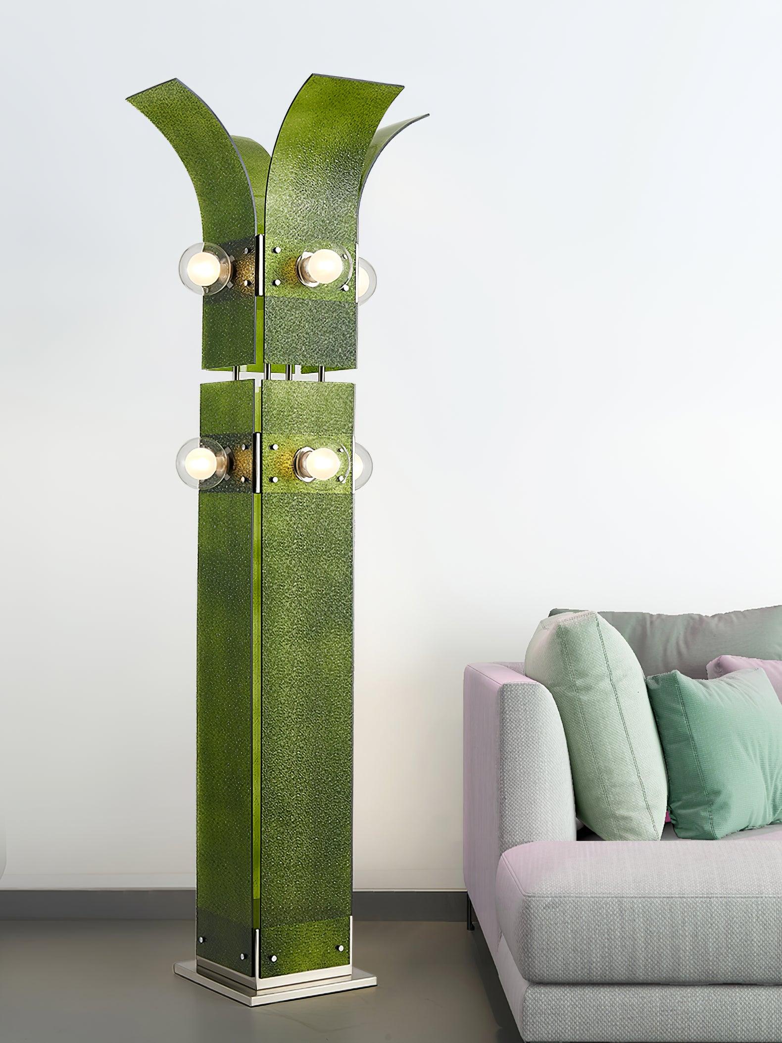 Modern Palm Tree Torchiere Floor Lamp with Acrylic Leaves for Living Room