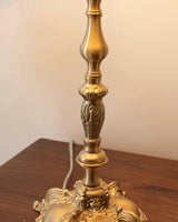 Elegant Brass Table Lamp with White Fabric Shade for Modern Living Room and Office Decor