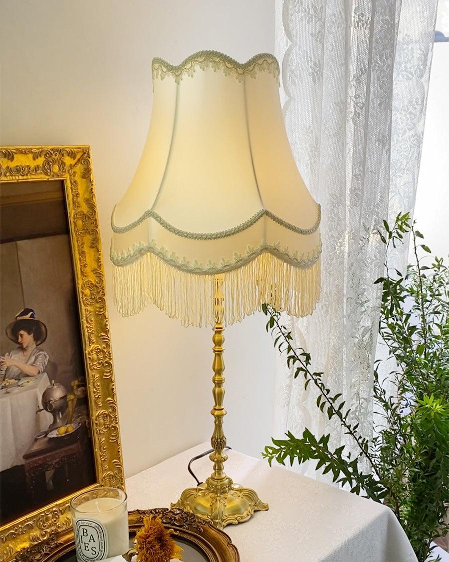 Elegant Brass Table Lamp with White Fabric Shade for Modern Living Room and Office Decor