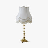 Elegant Brass Table Lamp with White Fabric Shade for Modern Living Room and Office Decor