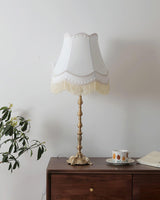 Elegant Brass Table Lamp with White Fabric Shade for Modern Living Room and Office Decor