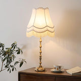 Elegant Brass Table Lamp with White Fabric Shade for Modern Living Room and Office Decor