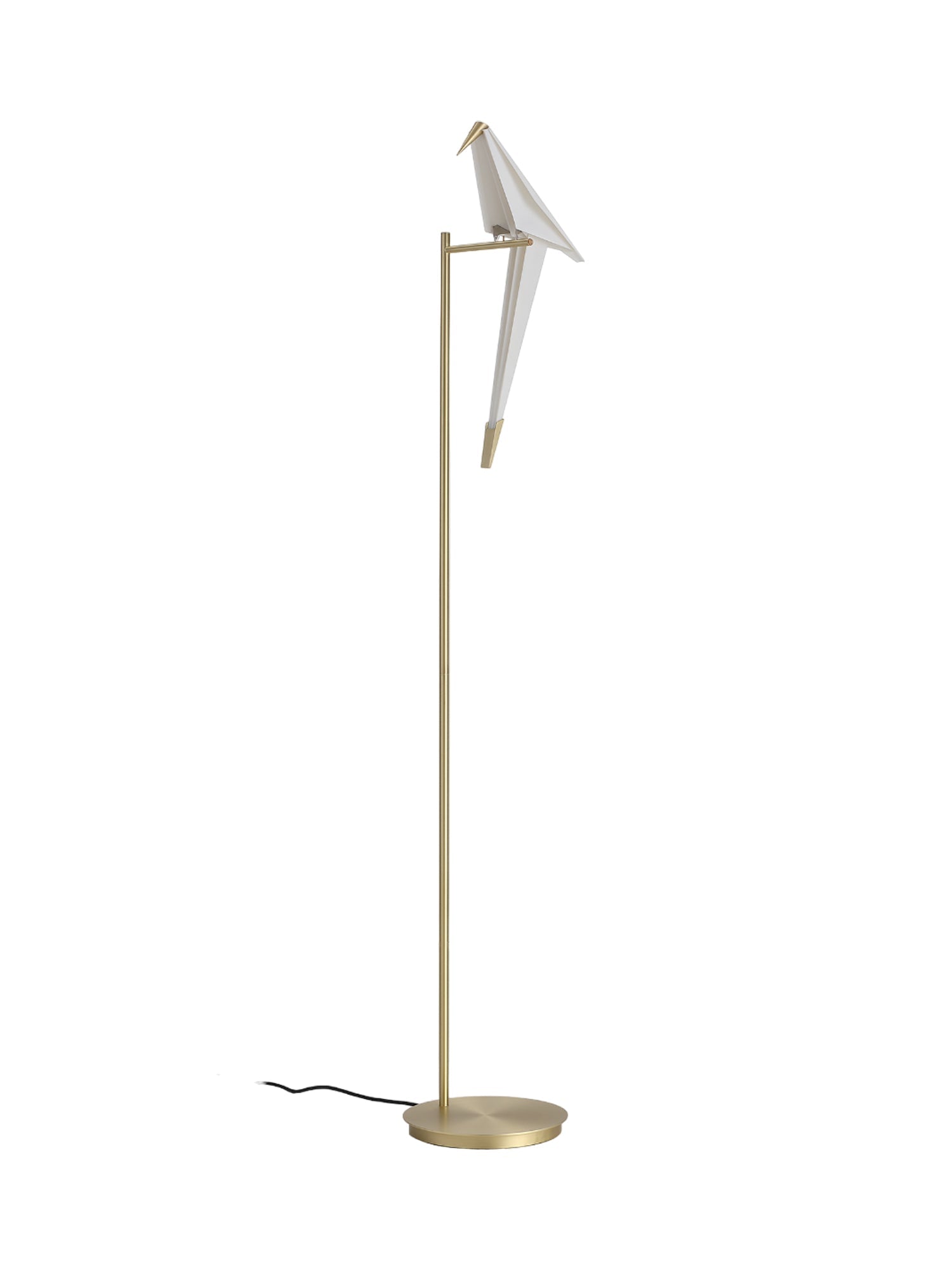 Modern Origami Paper Crane LED Floor Lamp Gold Bird Torchiere Standing Light
