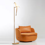 Modern Origami Paper Crane LED Floor Lamp Gold Bird Torchiere Standing Light
