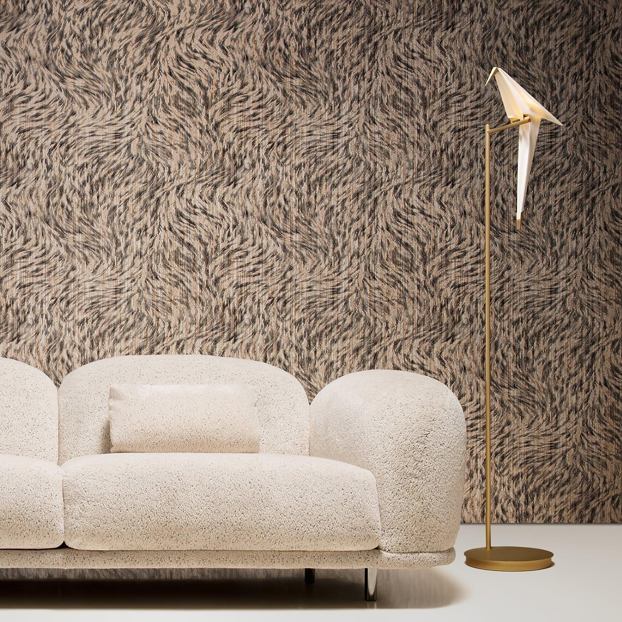 Modern Origami Paper Crane LED Floor Lamp Gold Bird Torchiere Standing Light