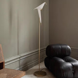 Modern Origami Paper Crane LED Floor Lamp Gold Bird Torchiere Standing Light