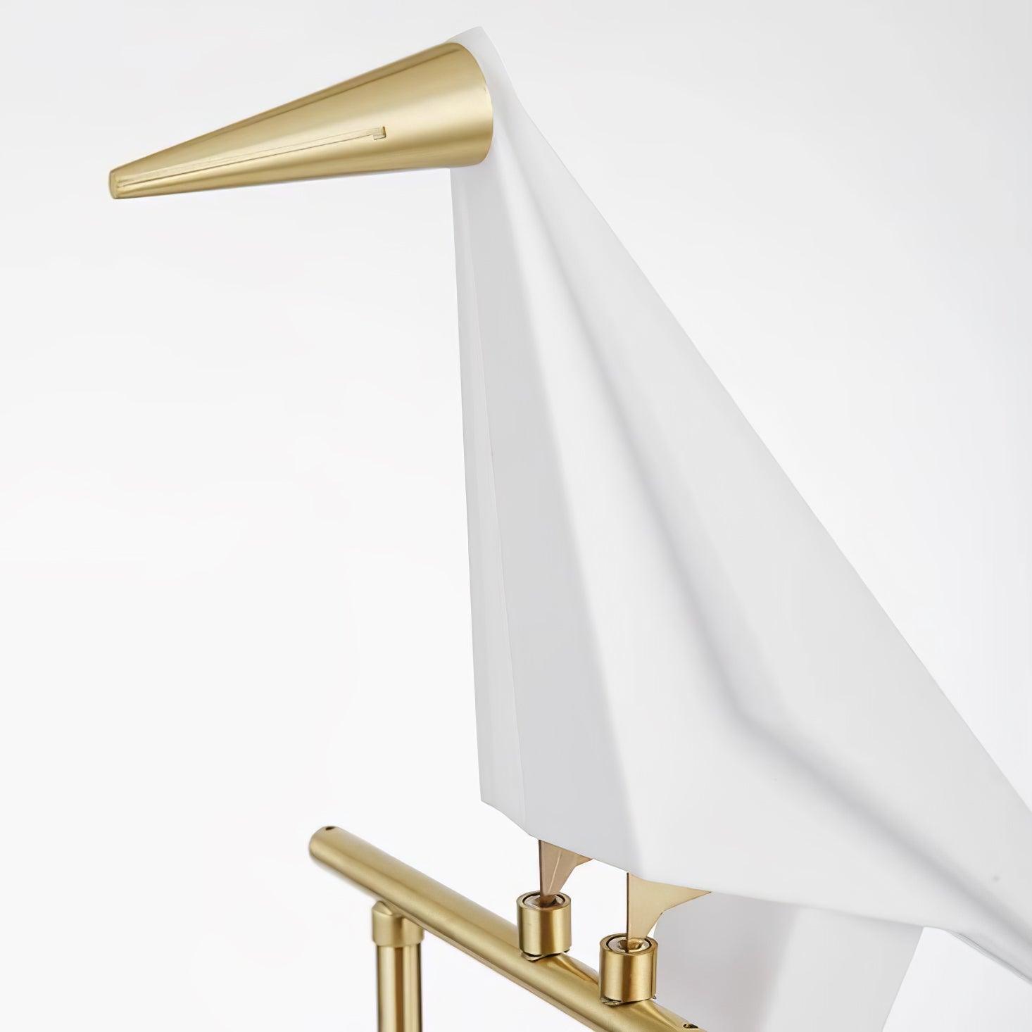 Modern Origami Paper Crane LED Floor Lamp Gold Bird Torchiere Standing Light