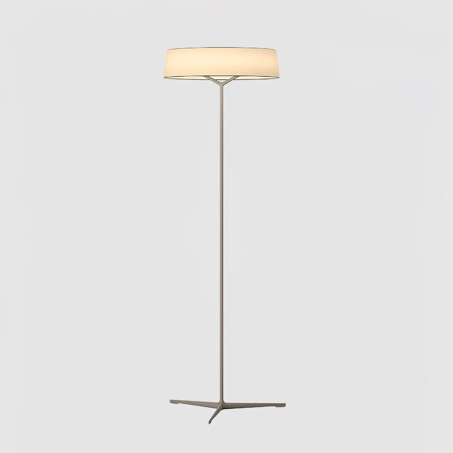 Minimalist Oriental Lantern Inspired LED Floor Lamp with Parchment Diffuser and Metal Base