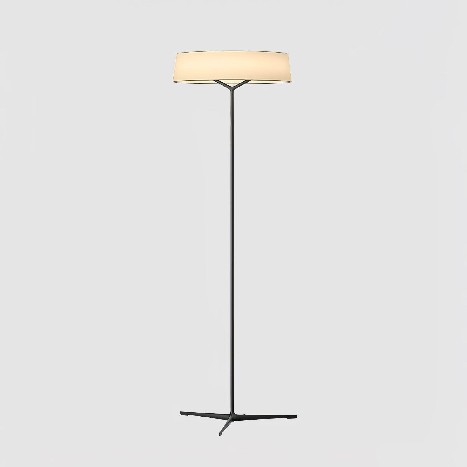 Minimalist Oriental Lantern Inspired LED Floor Lamp with Parchment Diffuser and Metal Base