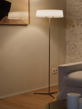 Minimalist Oriental Lantern Inspired LED Floor Lamp with Parchment Diffuser and Metal Base