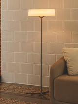 Minimalist Oriental Lantern Inspired LED Floor Lamp with Parchment Diffuser and Metal Base