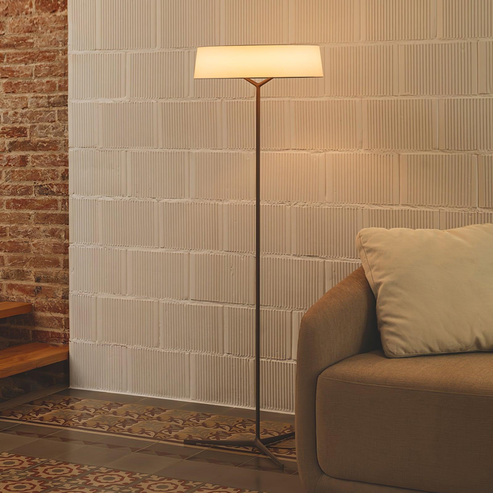 Minimalist Oriental Lantern Inspired LED Floor Lamp with Parchment Diffuser and Metal Base