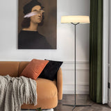 Minimalist Oriental Lantern Inspired LED Floor Lamp with Parchment Diffuser and Metal Base