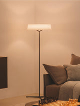 Minimalist Oriental Lantern Inspired LED Floor Lamp with Parchment Diffuser and Metal Base
