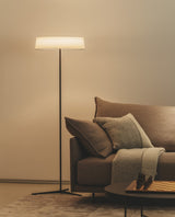 Minimalist Oriental Lantern Inspired LED Floor Lamp with Parchment Diffuser and Metal Base