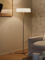 Minimalist Oriental Lantern Inspired LED Floor Lamp with Parchment Diffuser and Metal Base
