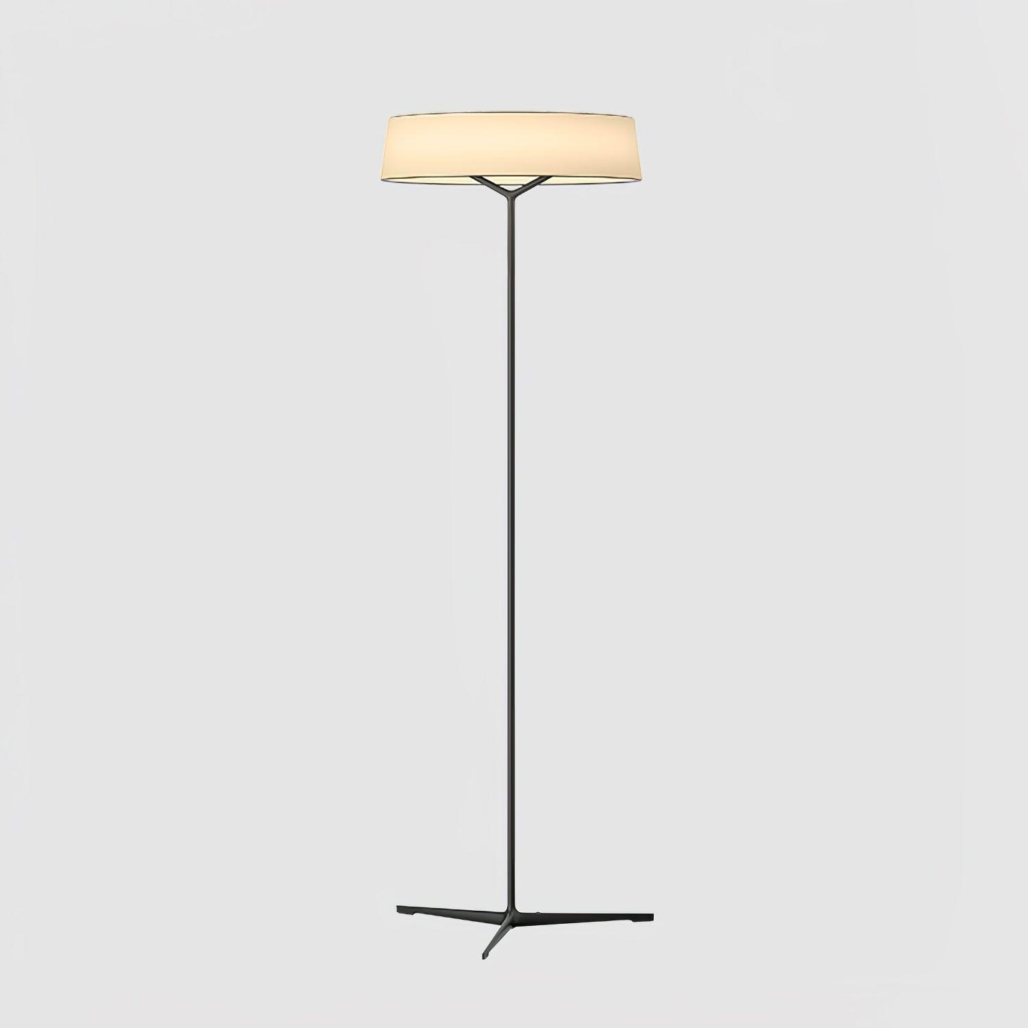 Minimalist Oriental Lantern Inspired LED Floor Lamp with Parchment Diffuser and Metal Base