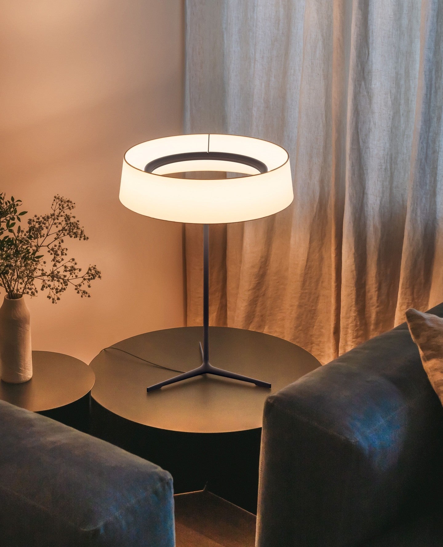 Modern Minimalist Dama Lantern Accent Table Lamp with Parchment Shade and Tripod Metal Base