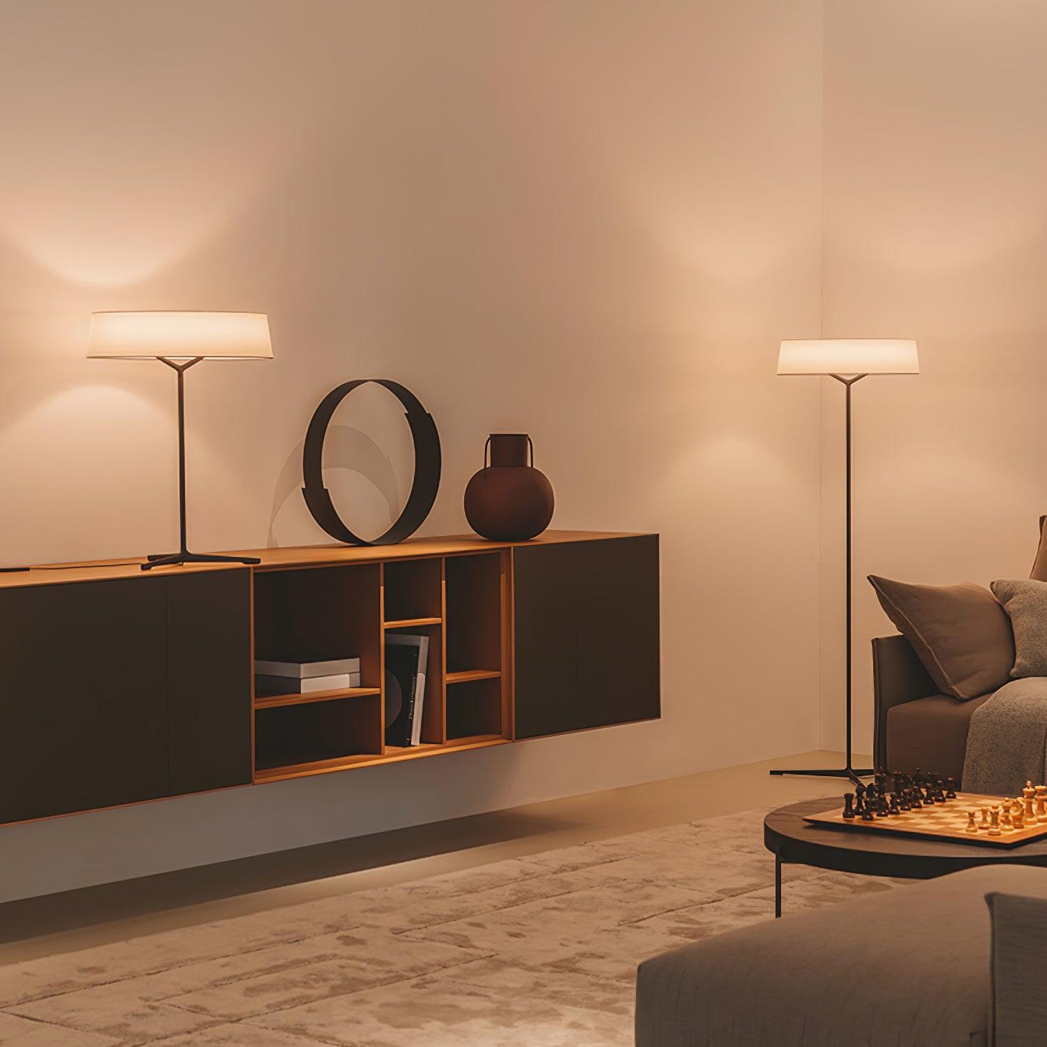 Modern Minimalist Dama Lantern Accent Table Lamp with Parchment Shade and Tripod Metal Base