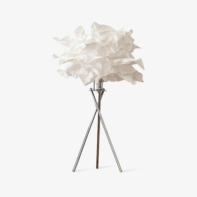 Modern Rice Paper Table Lamp with Chrome Metal Base for Bedside Decor
