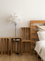 Modern Rice Paper Table Lamp with Chrome Metal Base for Bedside Decor
